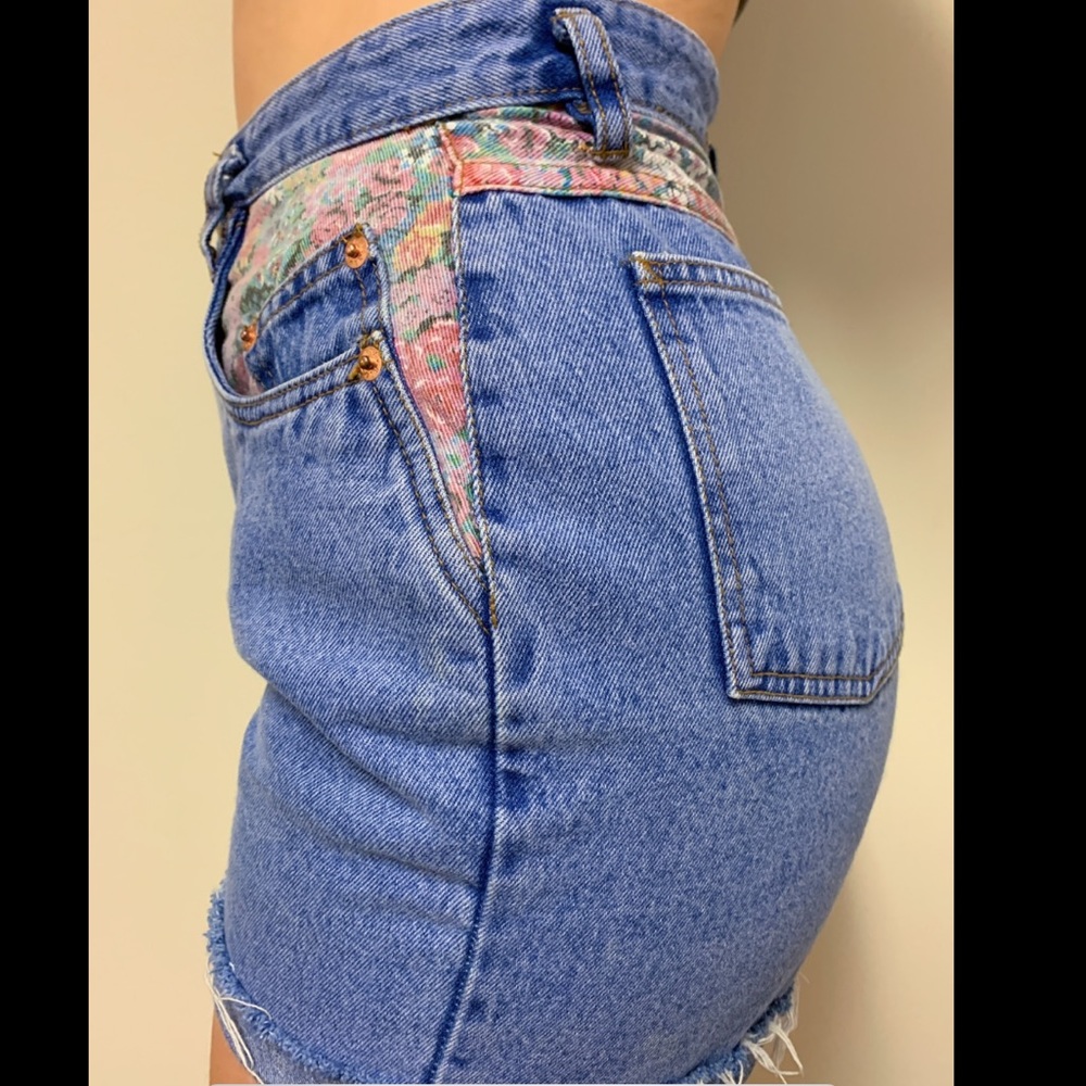 Vintage Floral Denim Shorts